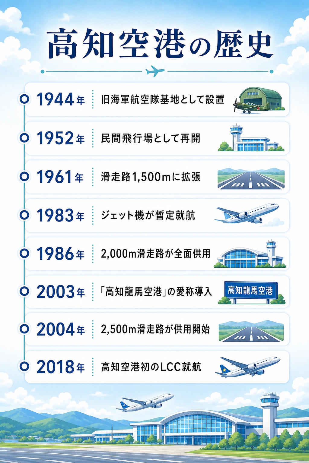 高知空港の歴史年表画像